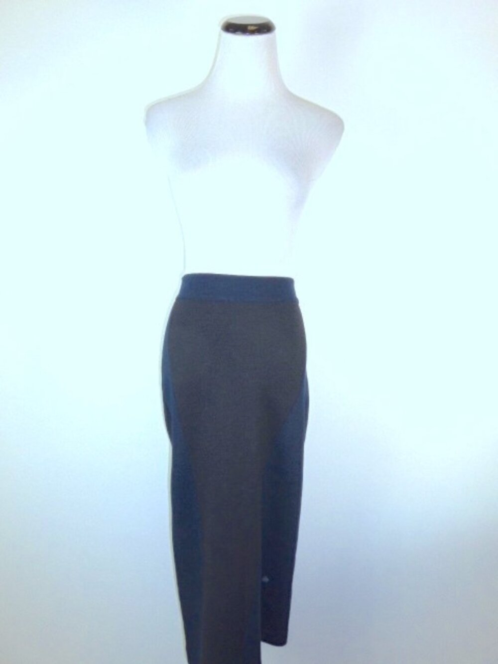 NWT MORGANE LE FAY black blue wool jersey Panel midi pencil skirt S
